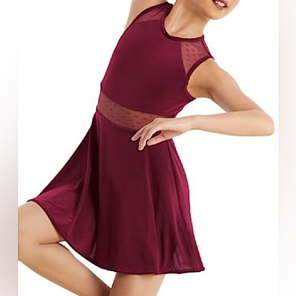 Weissmanbalera Dance Costume Burgundy Red Point D'esprit Day Dress D11099 Sa